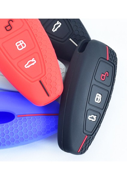 Mavi Ford Focus Fiesta C-Max Kuga Escape Için 3 Düğmeli Akıllı Uzaktan Kumanda Kılıfı Silikon Araba Anahtarı Koruyucu Kapak Cilt (Yurt Dışından) fırsatları