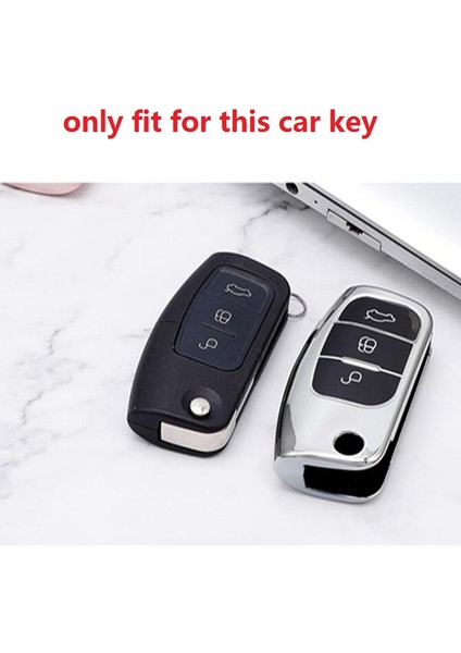Stil A-Mavi Ford Fiesta Focus 2 Ecosport Kuga Escape Falcon B-Max C-Max Eco Sport Galaxy Için Yeni Yumuşak Tpu Araba Uzaktan Kumanda Kılıfı 3 Düğme (Yurt Dışından)