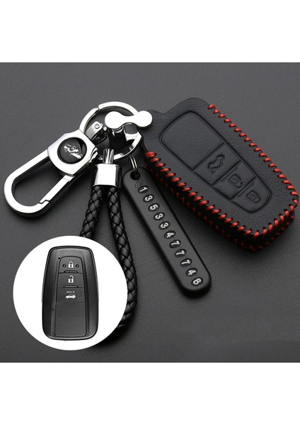 F-Kırmızı Toyota Camry Chr Prius Corolla Rav4 Prado Aksesuarları Için Lüminesans Deri Araba Akıllı Anahtar Kılıfı Koruyucu Kılıf Tutucu (Yurt Dışından)