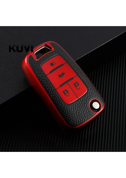 4 Düğme Kırmızı Chevrolet Cruze Aveo Trax Sail Malibu Captiva Opel Vauxhall Astra J Corsa Insignia Mokka Için Deri Araba Katlanabilir Anahtar Kılıfı Kapak (Yurt Dışından)