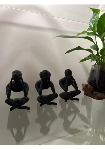 3'lü Set Meditasyon Modern Biblo Masa Üstü Biblo, Görmedim Duymadım Bilmiyorum Hean Speak See
