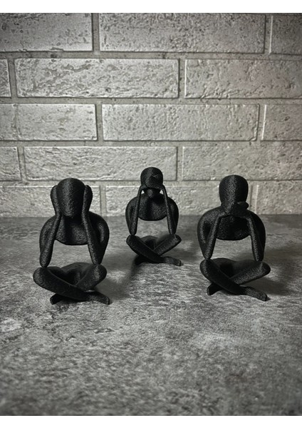 3'lü Set Meditasyon Modern Biblo Masa Üstü Biblo, Görmedim Duymadım Bilmiyorum Hean Speak See