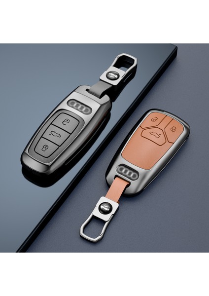 Siyah Kahverengi Audi A3 A4 Al 8p B6 B7 B8 C6 Rs3 Q3 Q7 Tt 8l 8V S3 Anahtarlık Araba Aksesuarı Için Çinko Alaşımlı Anahtar Kapak Koruyucu Kılıf (Yurt Dışından)