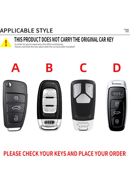 Siyah Kahverengi Audi A3 A4 Al 8p B6 B7 B8 C6 Rs3 Q3 Q7 Tt 8l 8V S3 Anahtarlık Araba Aksesuarı Için Çinko Alaşımlı Anahtar Kapak Koruyucu Kılıf (Yurt Dışından)