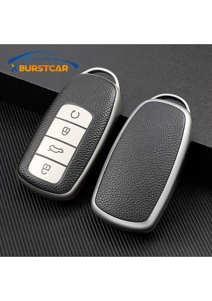 Gümüş Kasa Chery Tiggo 8 Pro Tiggo 8plus Yeni 5 Plus 7pro Anahtar Kılıfı Için Tpu Deri Araba Akıllı 4 Düğme Kılıf Kapak Kabuk Çanta Anahtarlık Koruyucu (Yurt Dışından)