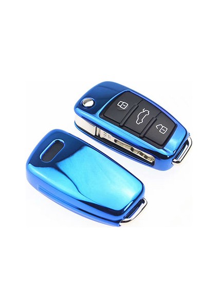 Bir Mavi Audi A1 A3 A4 A5 Q7 Için Araba Stil Tpu Anahtar Kılıfı Araba Anahtarlık Kabuk Uzaktan Kumanda Kapağı Oto-Aksesuarları (Yurt Dışından)
