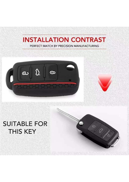 Siyah Vw Golf Bora Jetta Polo Mk4 Mk6 Bora Passat B5 B6 Süperb Tiguan Beetle Için 3 Düğmeli Silikon Araç Anahtar Kılıfı - E-Ticaret Başlığı (Yurt Dışından) modelleri