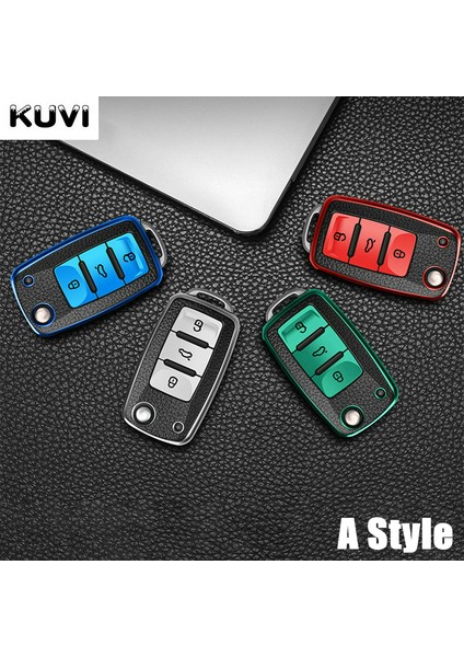 B Stili Kırmızı Vw Volkswagen Polo Tiguan Passat Golf Mk Jetta Skoda Kodiaq Superb Octavia Seat Için Deri Tpu Araba Anahtarlık Kılıfı Kapağı Promosyon (Yurt Dışından) modelleri