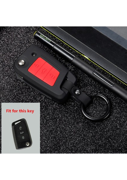 B-Siyah Volkswagen Vw Golf7 Mk7 Seat Ibiza Leon Fr 2 Altea Aztec Skoda Octavia Için Silikon Karbon Fiber Abs Mat Araç Anahtar Kılıfı Kapak Case (Yurt Dışından)