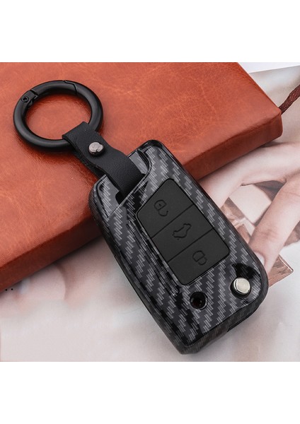 B-Siyah Volkswagen Vw Golf7 Mk7 Seat Ibiza Leon Fr 2 Altea Aztec Skoda Octavia Için Silikon Karbon Fiber Abs Mat Araç Anahtar Kılıfı Kapak Case (Yurt Dışından) fırsatları