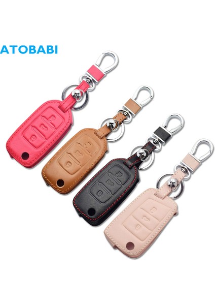 Bir Kırmızı Vw Volkswagen Polo Golf 7 Passat B6 B5 Up Beetle Tiguan Skoda Octavia Seat Ibiza Leon Için Deri Araba Anahtar Kılıfı Flip Uzaktan Kumanda Kapak (Yurt Dışından) modelleri
