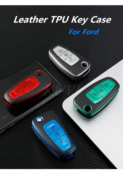 Yeşil-Anahtarlık Ford Ranger C-Max S-Max Focus Galaxy Mondeo Transit Tourneo Custom Araba Anahtar Kılıfı Kapak Deri Tpu Anahtarlık (Yurt Dışından)