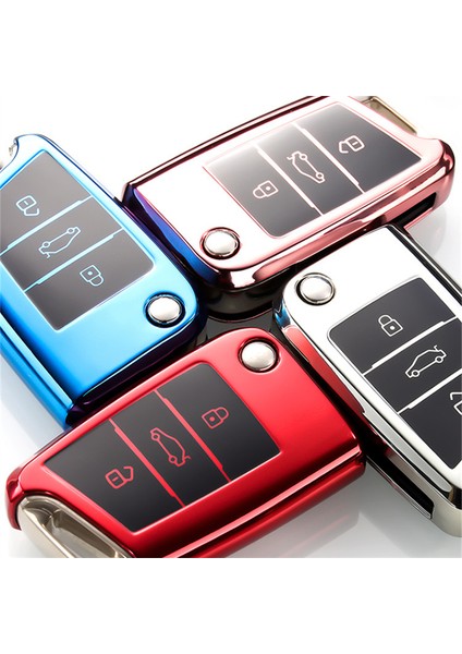 Mavi Anahtarlık Volkswagen Vw Golf 7 Mk7 Seat Ibiza Leon Fr 2 Altea Aztec Skoda Octavia Için Yeni Yumuşak Tpu Araba Anahtar Kılıfı Kapak - Aşınmaya Dayanıklı (Yurt Dışından) modelleri
