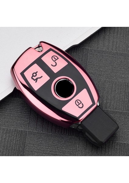 Pembe Yeni Yumuşak Tpu Araba Uzaktan Anahtar Kılıfı Tam Kapak Kabuk Fob Mercedes Benz A B C R G Sınıfı Glk Gla W204 W251 W463 W176 Amg Anahtarlık (Yurt Dışından)
