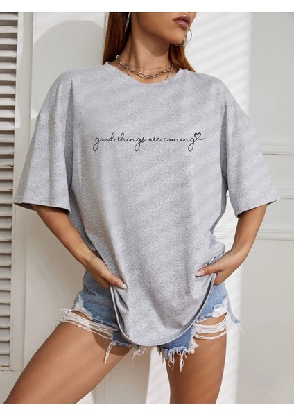 Good Things Baskılı Oversize T-Shirt Salaş Boyfirend