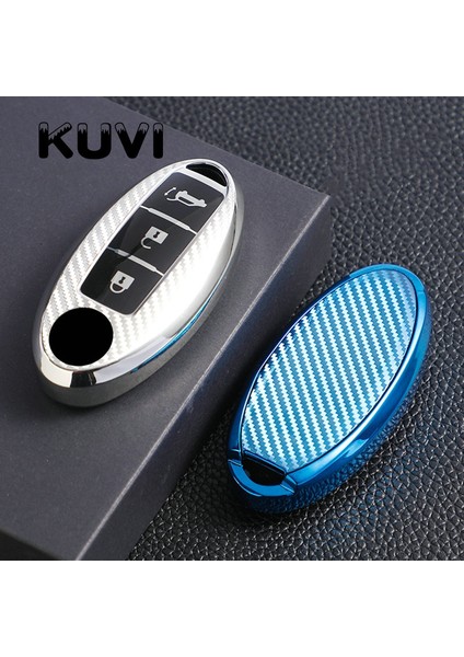 Bir Stil Mavi Nissan Qashqai X-Trail Juke J10 J11 Kicks Tiida Pathfinder Not Için Karbon Tpu Araba Uzaktan Anahtar Kılıf Kapak Kabuk Infiniti Için (Yurt Dışından) modelleri