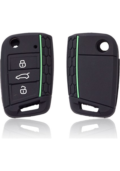 Siyah Sarı Çizgi Vw Golf 7 Mk7 3 Düğmeli Katlanabilir Uzaktan Kumanda Anahtar Kılıfı Için Silikon Kapak (Yurt Dışından)