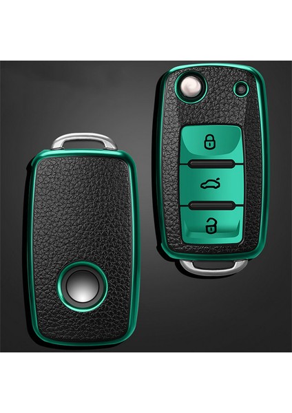 Yeşil-Anahtarlık Volkswagen Için Deri + Tpu Araba Anahtar Kılıfı Kılıfı Vw Polo Tiguan Passat B5 B6 B7 Golf Eos Scirocco Jetta Mk6 Octavia Aksesuarları (Yurt Dışından) modelleri
