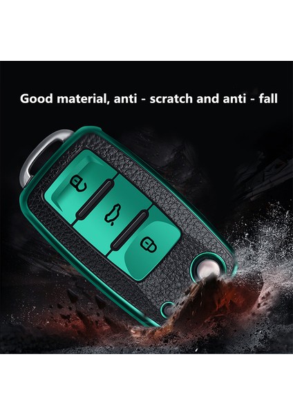 Yeşil-Anahtarlık Volkswagen Için Deri + Tpu Araba Anahtar Kılıfı Kılıfı Vw Polo Tiguan Passat B5 B6 B7 Golf Eos Scirocco Jetta Mk6 Octavia Aksesuarları (Yurt Dışından) fırsatları