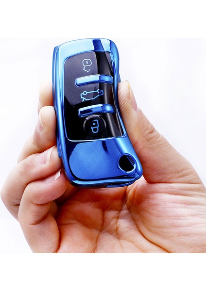 Mavi Anahtar Kutusu Audi A3 A4 A5 A6 A7 Q3 Q5 S6 B6 B7 Bv 8l Tt Rs Araba Kabuk Fob Koruyucu Aksesuarlar Için Tpu Katlanabilir Anahtar Kılıfı Çanta Kapak (Yurt Dışından)
