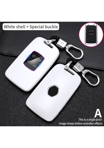 Beyaz Renault Koleos Kadjar Scenic Megane Sandero Espace Clio Captur Kangoo Laguna Talisman Twingo Karbon Fiber Anahtarlık Kılıfı (Yurt Dışından)
