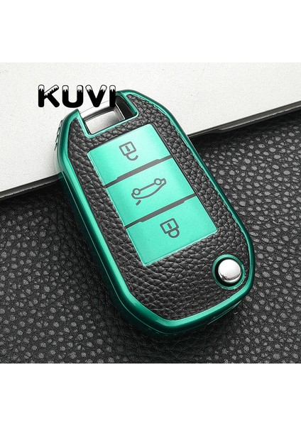 Yeşil Peugeot Citroen Için Araç Uzaktan Kumanda Anahtar Kılıfı Korumalı Düğme Koruyucu Kabuk Tutucu (Yurt Dışından)