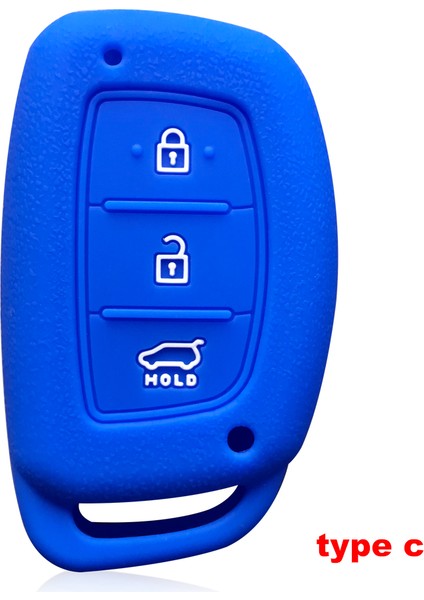 C Tipi Mavi Hyundai Solaris Accent IX25 Creta Elantra IX35 Tucso Verna I10 I20 I40 Anahtarlık Araba Aksesuarları Key Case (Yurt Dışından)