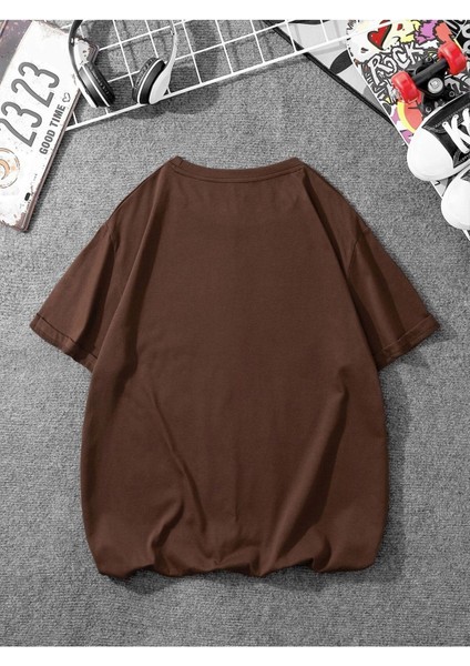 Kahverengi Erkek Oversize Basic T-Shirt