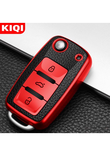 Mavi Kıqı Tpu Deri Araba Anahtar Kılıfı Vw Bora Polo Tiguan Jetta Passat B5 B6 B7 Golf Beetle Skoda Octavia Için (Yurt Dışından)