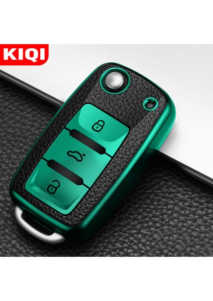 Mavi Kıqı Tpu Deri Araba Anahtar Kılıfı Vw Bora Polo Tiguan Jetta Passat B5 B6 B7 Golf Beetle Skoda Octavia Için (Yurt Dışından)