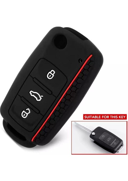 Kırmızı Cizgi Vw Polo Bora Beetle Tiguan Passat Golf Jetta Eos Skoda Fabia Octavia Uzaktan Anahtar Kabı (Yurt Dışından)