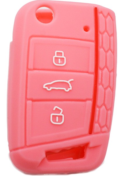 Açık Pembe Vw Golf 7 Mk7 3 Düğmeli Katlanabilir Uzaktan Kumanda Anahtar Kılıfı Için Silikon Kapak (Yurt Dışından)