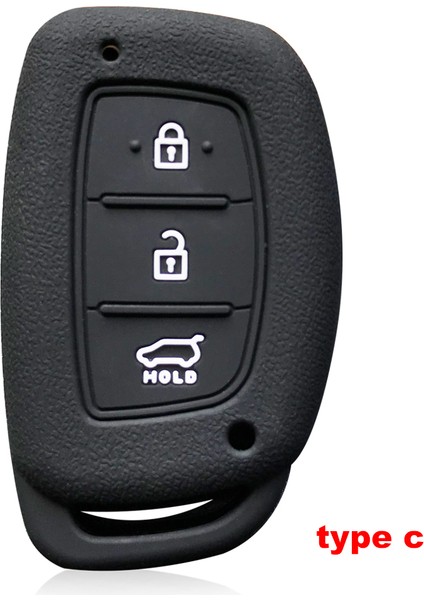 C Tipi Siyah Hyundai Solaris Accent IX25 Creta Elantra IX35 Tucso Verna I10 I20 I40 Anahtarlık Araba Aksesuarları Key Case (Yurt Dışından)