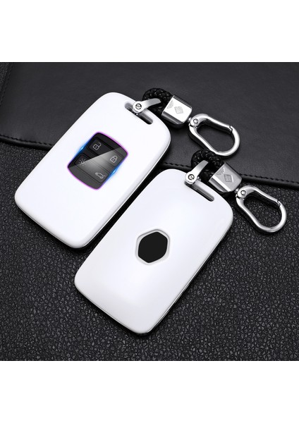 Karbon Siyahı Renault Anahtar Kılıfı Karbon Fiber Taklit Sert Anahtar Kılıfı Zincir Renault Kadjar Megane Koleos Qm5 Qm6 Için (Yurt Dışından)