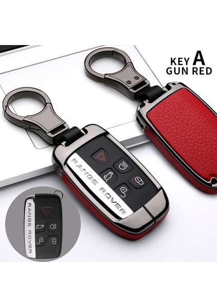 Anahtar A Gun Kırmızı Land Rover A9 Range Rover Sport Evoque Freelander 2 Jaguar Xe Xj Xjl Xf C-X16 V12 Gitar Için Çinko Alaşım Araba Anahtar Kılıfı Kapak Kabuk (Yurt Dışından)