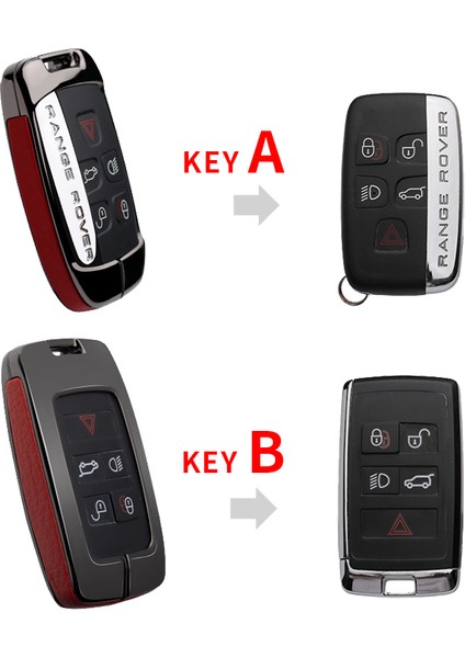 Anahtar A Gun Kırmızı Land Rover A9 Range Rover Sport Evoque Freelander 2 Jaguar Xe Xj Xjl Xf C-X16 V12 Gitar Için Çinko Alaşım Araba Anahtar Kılıfı Kapak Kabuk (Yurt Dışından)