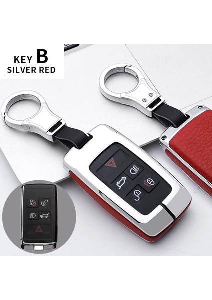 Anahtar B Gümüş Kırmızı Land Rover A9 Range Rover Sport Evoque Freelander 2 Jaguar Xe Xj Xjl Xf C-X16 V12 Gitar Için Çinko Alaşım Araba Anahtar Kılıfı Kapak Kabuk (Yurt Dışından)