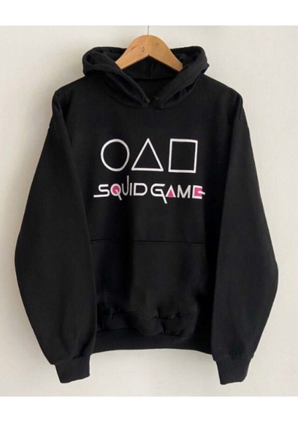Squid Game Unisex Siyah Kapüşonlu Sweatshirt