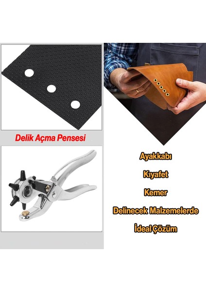 Kemer Deri Delme Pensesi Metal 6 Farklı Boyutta Delici Kıyafet Pantolon Ayakakbı Bağcık Delik Açıcı modelleri