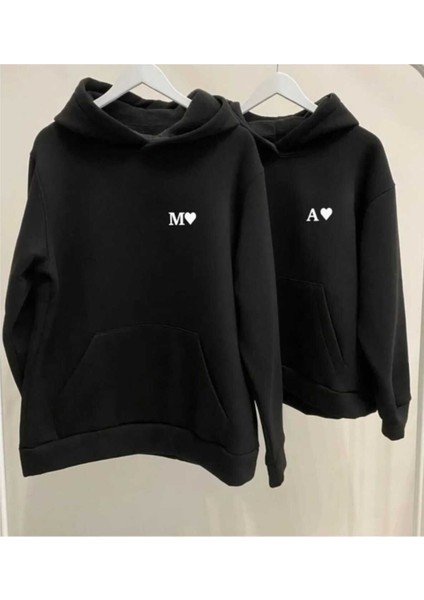 2'li Kombin Kişiye Özel Baskılı Kapşonlu Sweatshirt Oversize Eşofman Üstü Boyfirend