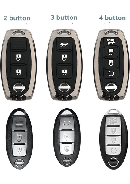 2 Düğmeli Tabanca Kapağı Nissan X-Trail T32 Murano Qashqai Versa Tidda Cube Için Araba Çinko Alaşım Anahtar Kılıfı Kapak Infiniti Ex Fx G25 FX35 Ex Araba Tasarımı (Yurt Dışından) indirimleri