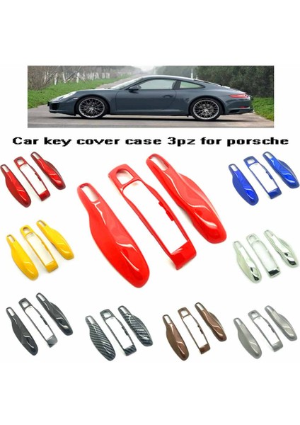 Kahverengi Porsche Boxster Cayenne Panamera Macan Cayman Için 3pz Akıllı Anahtar Orta + Yan Kapağı Kılıf Kabuk Kılıf Case (Yurt Dışından)