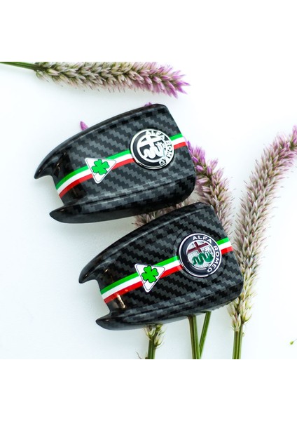 Mor-A Alfa Romeo Giulia Stelvio Araba Anahtarı Koruyucu Kapak Için Karbon Fiber Anahtar Kabuk 3D Anahtarlık (Yurt Dışından)