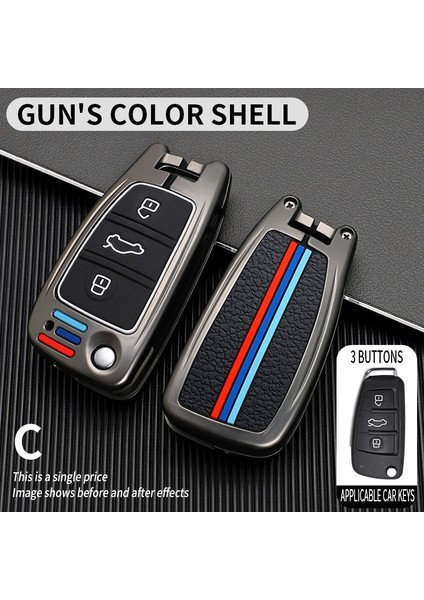Gri Audi A1 A3 A4 A5 A6 A7 A8 Quattro Q3 Q5 Q7 R8 Allroad Tt Rs5 Rs6 Anahtarlık Kılıfı Kapak Shell Cover (Yurt Dışından)