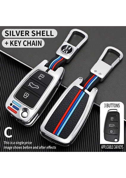 Gri Audi A1 A3 A4 A5 A6 A7 A8 Quattro Q3 Q5 Q7 R8 Allroad Tt Rs5 Rs6 Anahtarlık Kılıfı Kapak Shell Cover (Yurt Dışından)