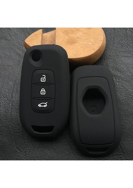Siyah Renault Kadjar 3 Düğmeli Katlanabilir Anahtar Kılıf Kabuk Silikon Araba Anahtar Kılıfı Cover (Yurt Dışından)