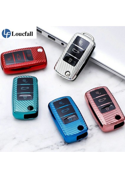 Yeşil Vw Volkswagen Polo Tiguan Passat B5 B6 B7 Golf Skoda Octavia Için Evrensel Tpu Karbon Fiber Araba Anahtar Kılıfı Kapak (Yurt Dışından) fırsatları
