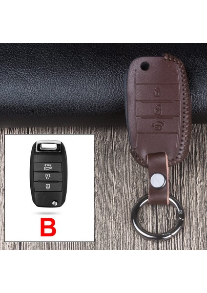 B Kahverengi Kia Rio 5 Sportage Erato K3 Forte Optima K5 K2 Ceed Sorento Soul Picanto Aksesuarları Için Deri Araba Uzaktan Kumanda Anahtar Kılıfı Kapak (Yurt Dışından)