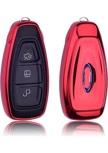 B-Kırmızı Ford Fiesta Için Yumuşak Tpu Otomatik Anahtar Koruma Kılıfı Kabuk Araba-Stil Için Ford Focus C-Max Için Anahtarlık Kılıfı (Yurt Dışından)