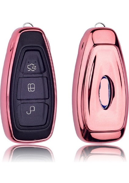 B-Pembe Ford Fiesta Için Yumuşak Tpu Otomatik Anahtar Koruma Kılıfı Kabuk Araba-Stil Için Ford Focus C-Max Için Anahtarlık Kılıfı (Yurt Dışından)